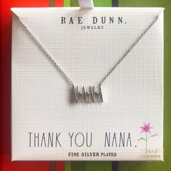 Brand New Rae Dunn Fine Silver Plated 16" + 2" Thank You NANA Necklace - Picture 9 of 9